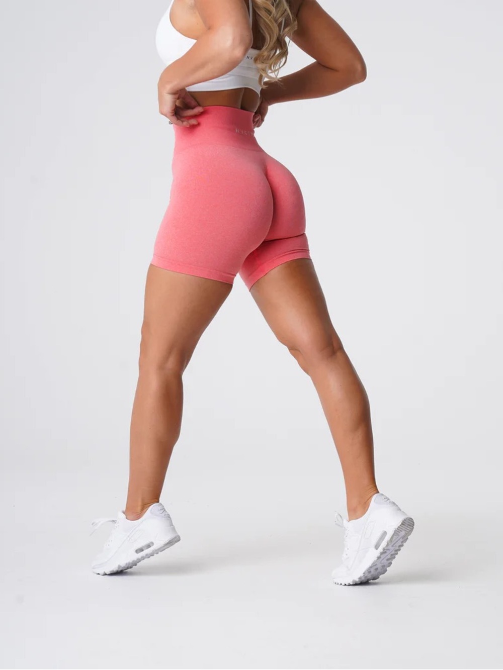 NVGTN Pink Athletic Knit Shorts Stretch Elastic Waist - Booty Lift - Size S
